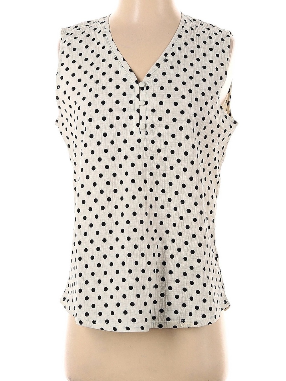 Adrianna Papell Black Polka Dot V-Neck Sleeveless Camisole